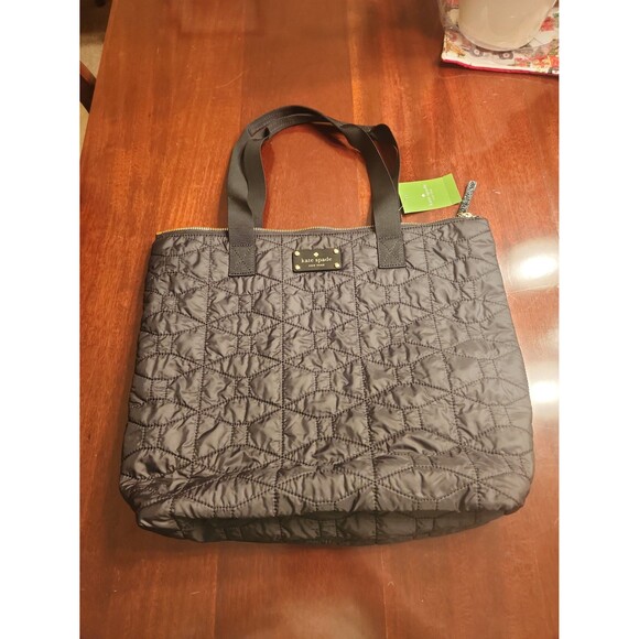 kate spade Handbags - Kate Spade "Bon Shopper" Black Quilted Signature Tote Bag NWT